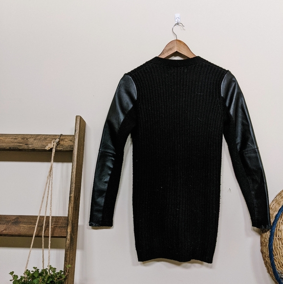 Michael Kors XXS black leather/knitted sweater - Picture 2 of 6